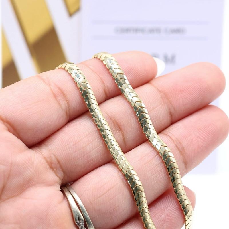 14KT GOLD MONAACO CHAIN MERM NECKLACE CERTIFIED - 4MM PAVE LOCK